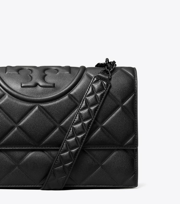 Shoulder Bags Women Black/Black Small Fleming Polished-Grain Convertible Shoulder Bag Tory Burch - Image 5