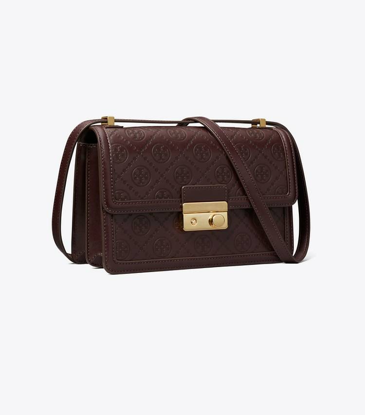 Shoulder Bags Women Deep Maroon Tory Burch T Monogram Leather Shoulder Bag