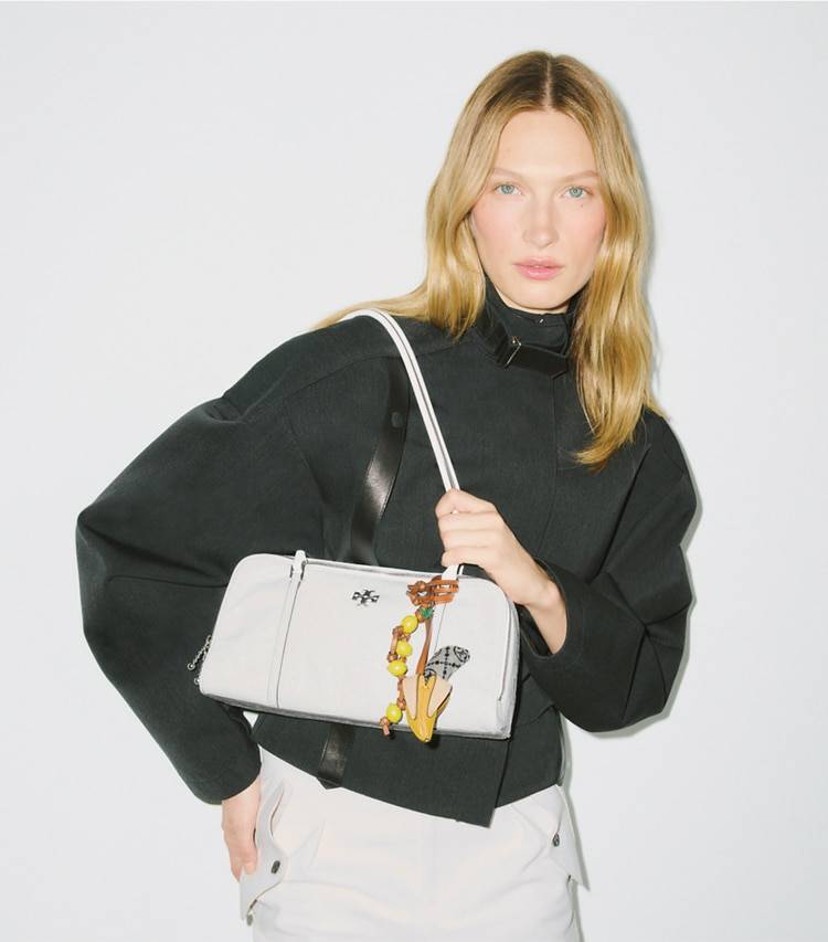 Small Crinkle Leather Marshmallow Satchel White Tory Burch Women Shoulder Bags - Image 2