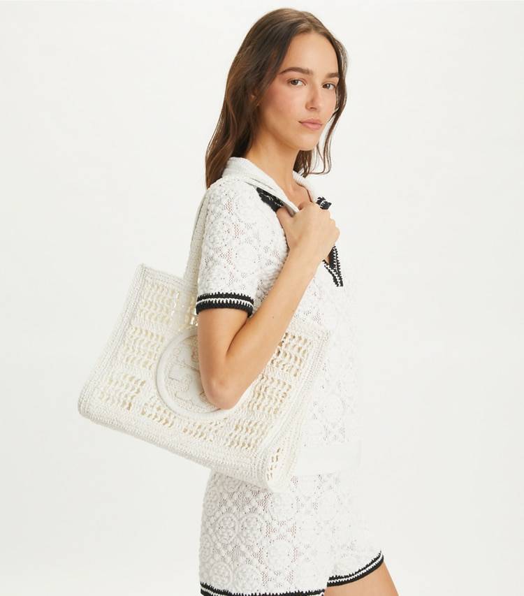 Small Ella Hand-Crocheted Tote Women White Tote Bags Tory Burch - Image 2