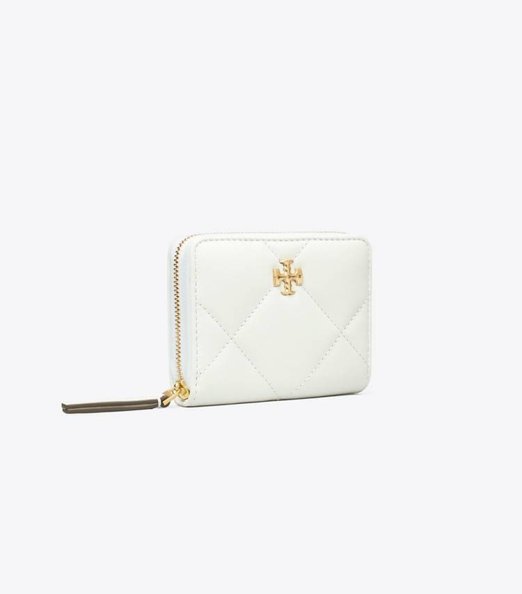 Small Kira Diamond Quilt Zip-Around Wallet Tory Burch Blanc Women Wallets
