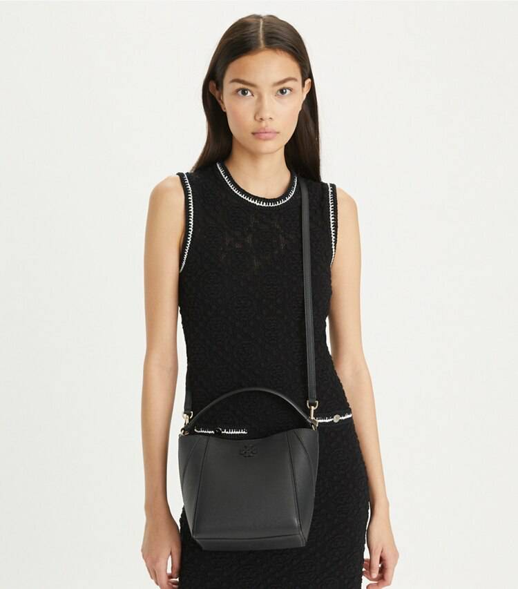 Small Mcgraw Bucket Bag Tory Burch Women Black Crossbody Bags - Image 3