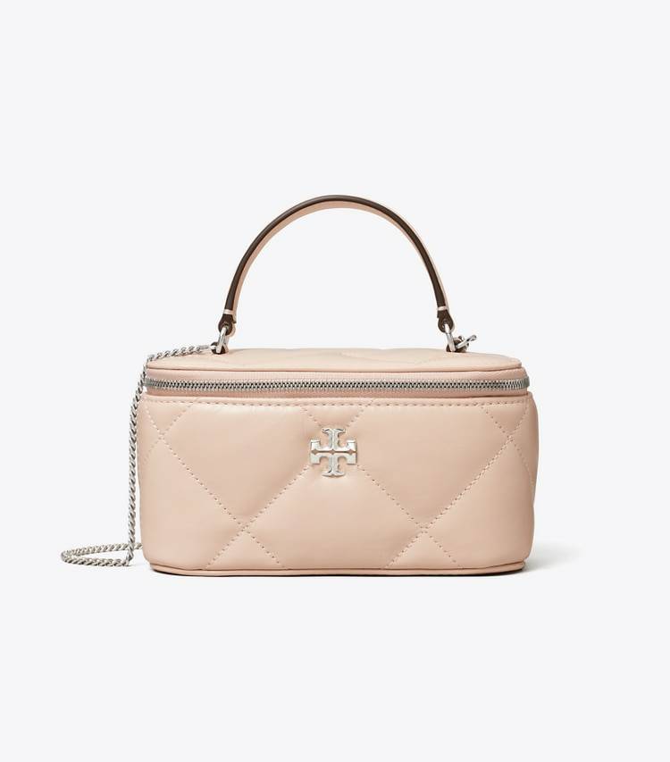 Soft Pink Tory Burch Mini Bags Kira Diamond Quilt Vanity Case Women - Image 3