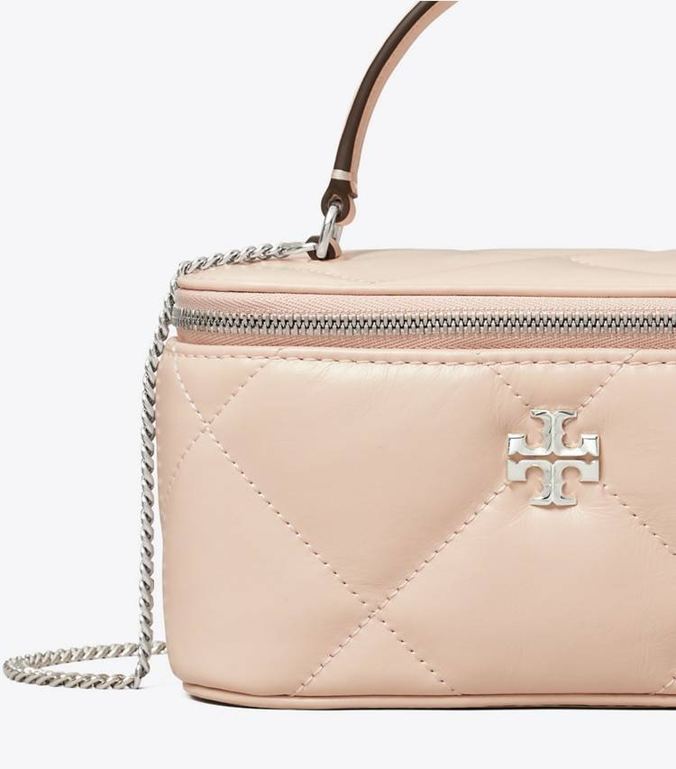 Soft Pink Tory Burch Mini Bags Kira Diamond Quilt Vanity Case Women - Image 4
