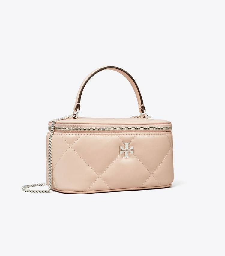 Soft Pink Tory Burch Mini Bags Kira Diamond Quilt Vanity Case Women