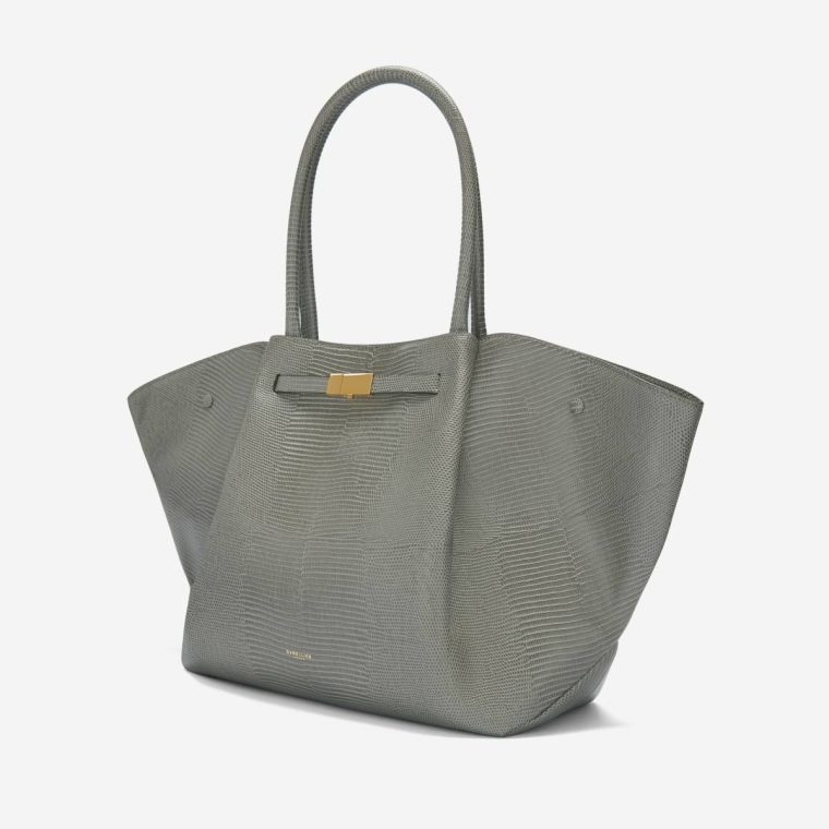 Stone Grey Lizard-Effect The New York Women Demellier Shoulder Bags - Image 3