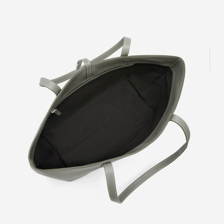 Stone Grey Small Grain Ecru Stitching Women Shoulder Bags Demellier The Tokyo Tote - Image 4