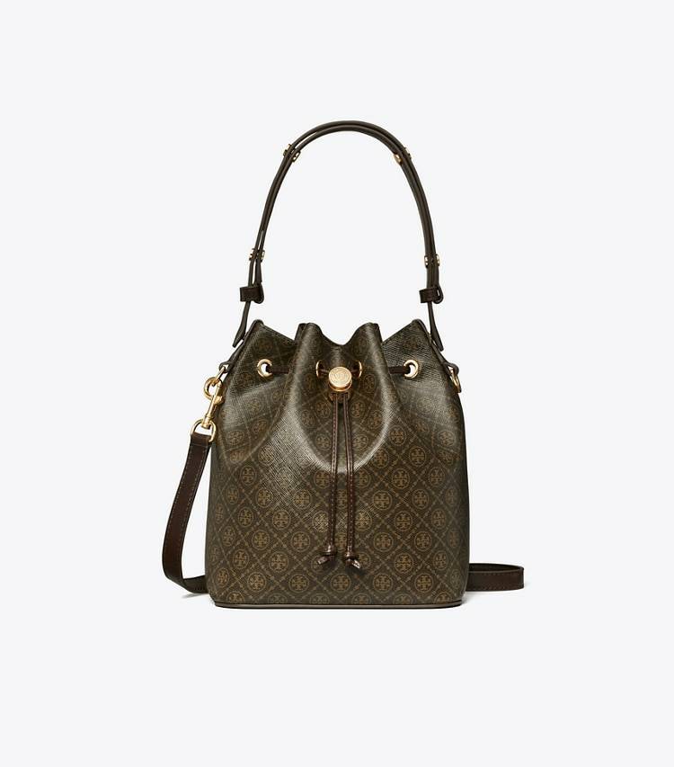 T Monogram Coated Canvas Bucket Bag Tory Burch French Press Women Crossbody Bags - Image 4