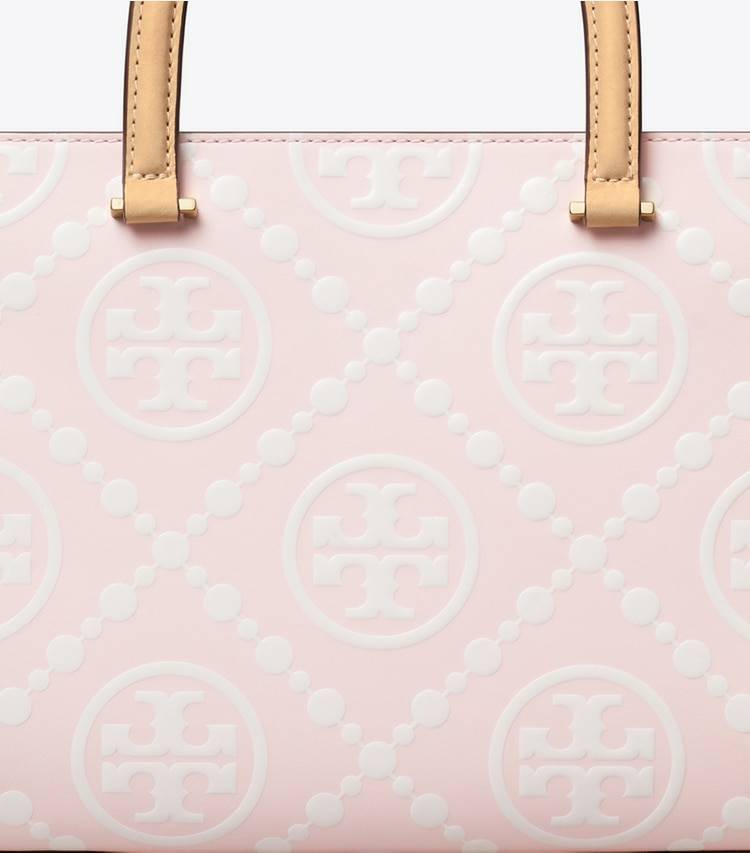 T Monogram Contrast Embossed Top-Handle Tote Tote Bags Powder Pink Tory Burch Women - Image 4