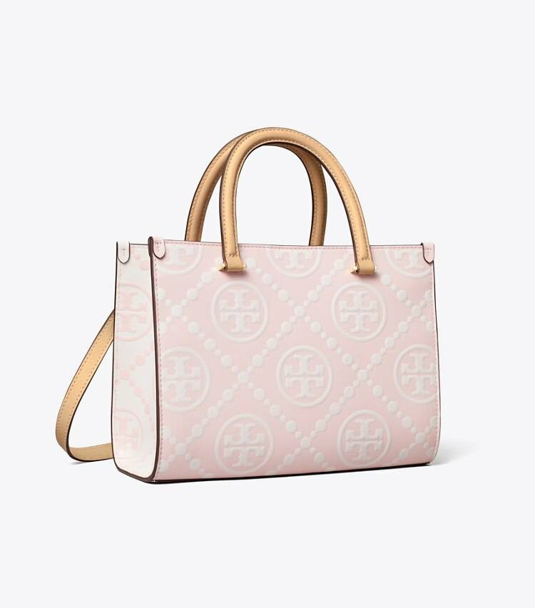 T Monogram Contrast Embossed Top-Handle Tote Tote Bags Powder Pink Tory Burch Women