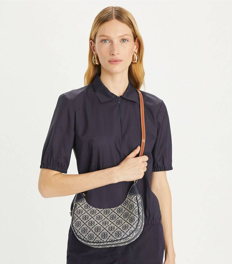 T Monogram Crescent Bag Tory Burch Tory Navy Women Shoulder Bags - Image 2