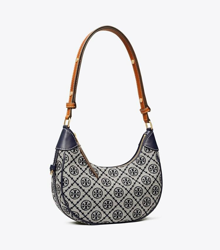 T Monogram Crescent Bag Tory Burch Tory Navy Women Shoulder Bags