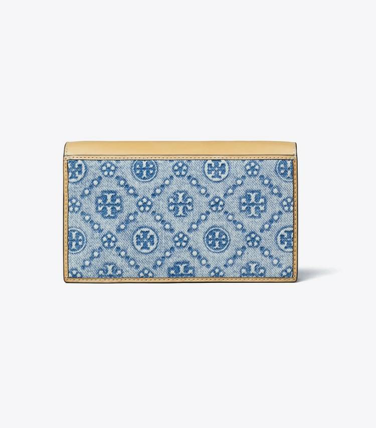 T Monogram Denim Envelope Chain Wallet Tory Burch Women Mini Bags Seltzer - Image 4