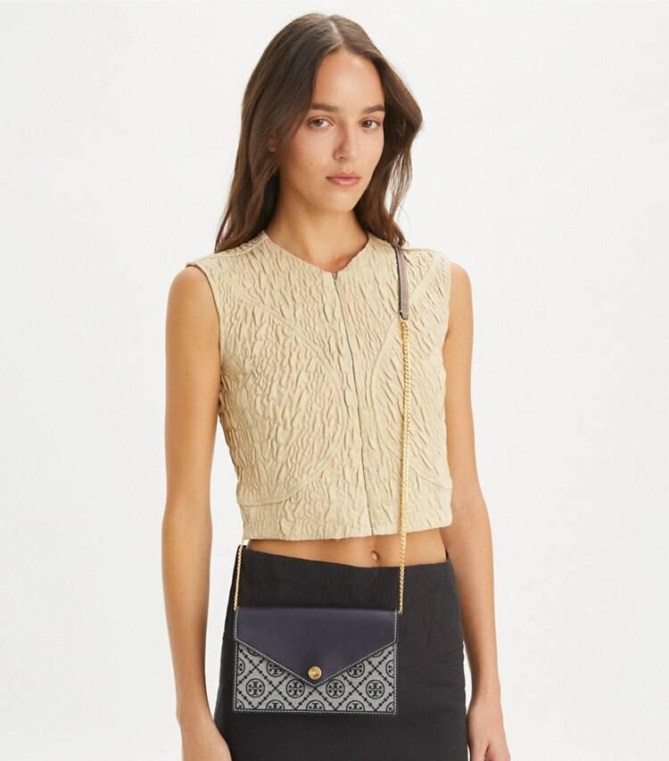 T Monogram Envelope Chain Wallet Tory Burch Women Mini Bags Tory Navy - Image 2