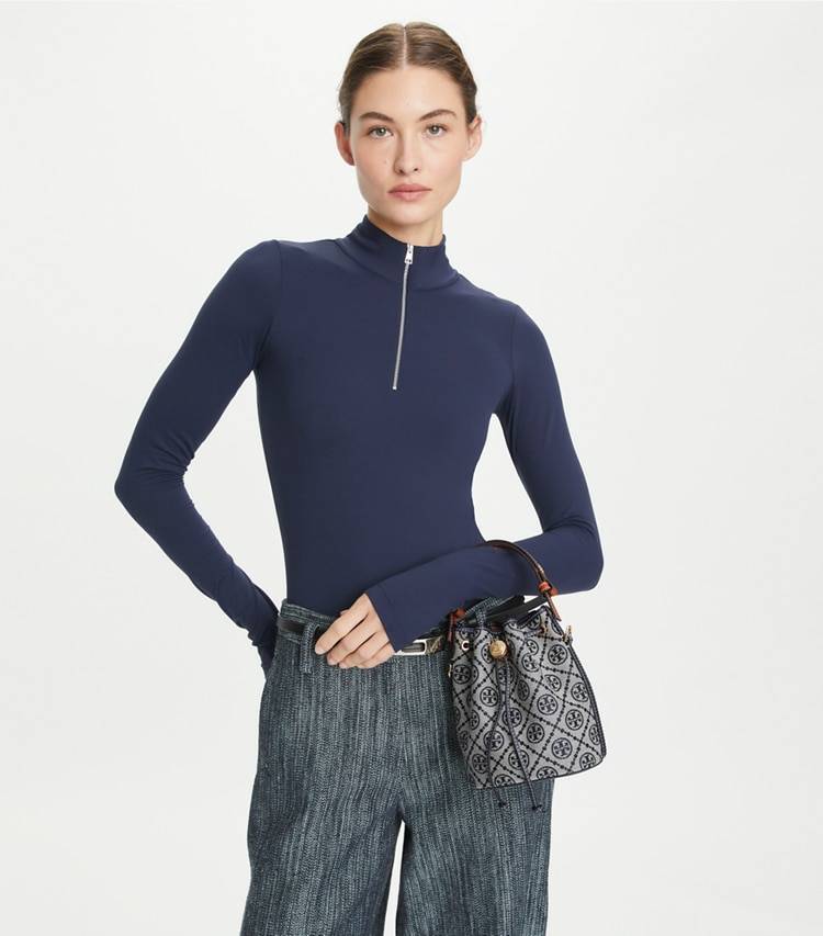 T Monogram Mini Bucket Bag Women Crossbody Bags Tory Burch Tory Navy - Image 3