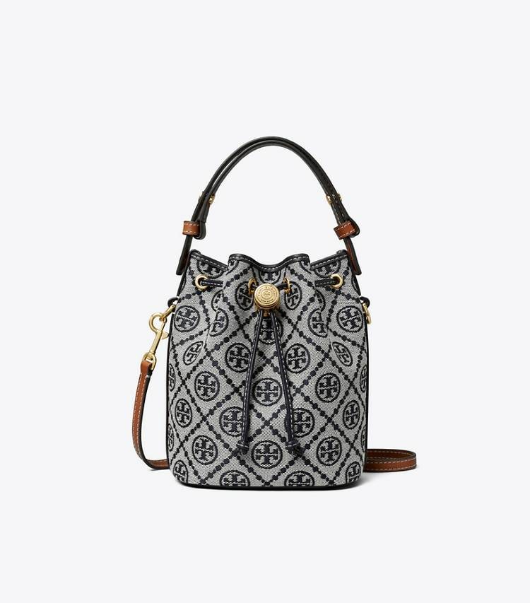T Monogram Mini Bucket Bag Women Crossbody Bags Tory Burch Tory Navy - Image 4