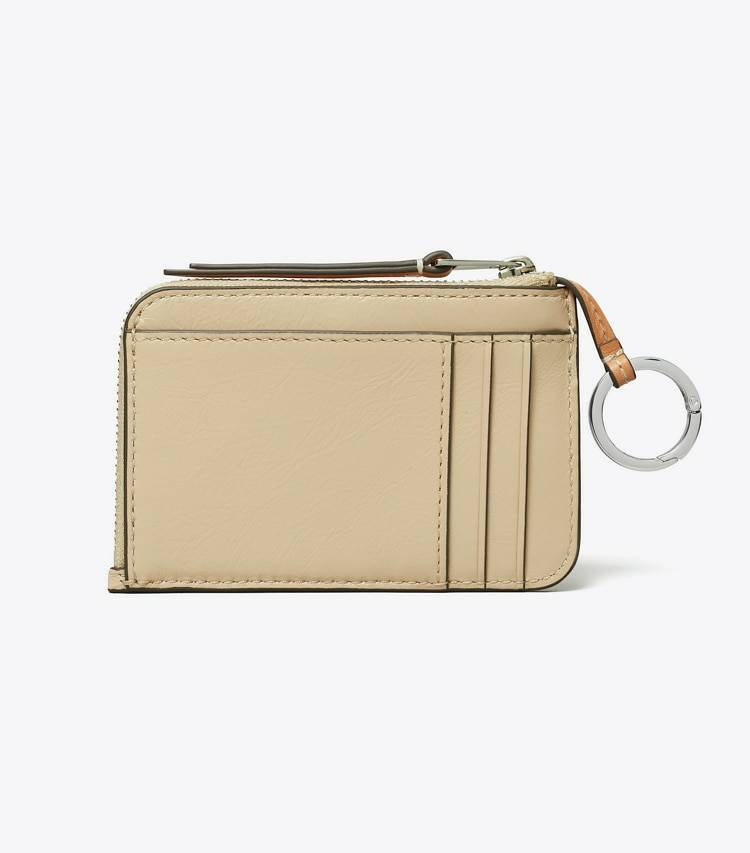 T Monogram Printed Leather Zip Card Case Khaki Sand Tory Burch Card Cases Women - Image 3
