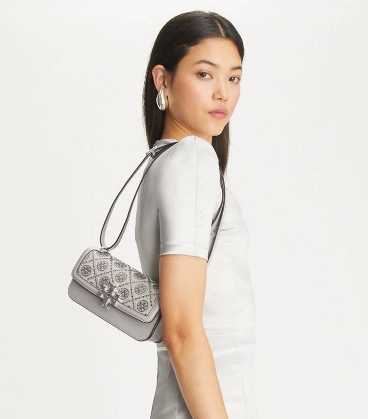 T Monogram Small Eleanor Rectangular Bag Women Tory Burch Shoulder Bags Gray - Image 2
