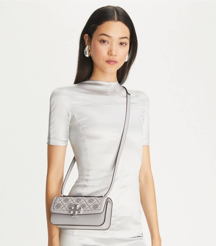 T Monogram Small Eleanor Rectangular Bag Women Tory Burch Shoulder Bags Gray - Image 3