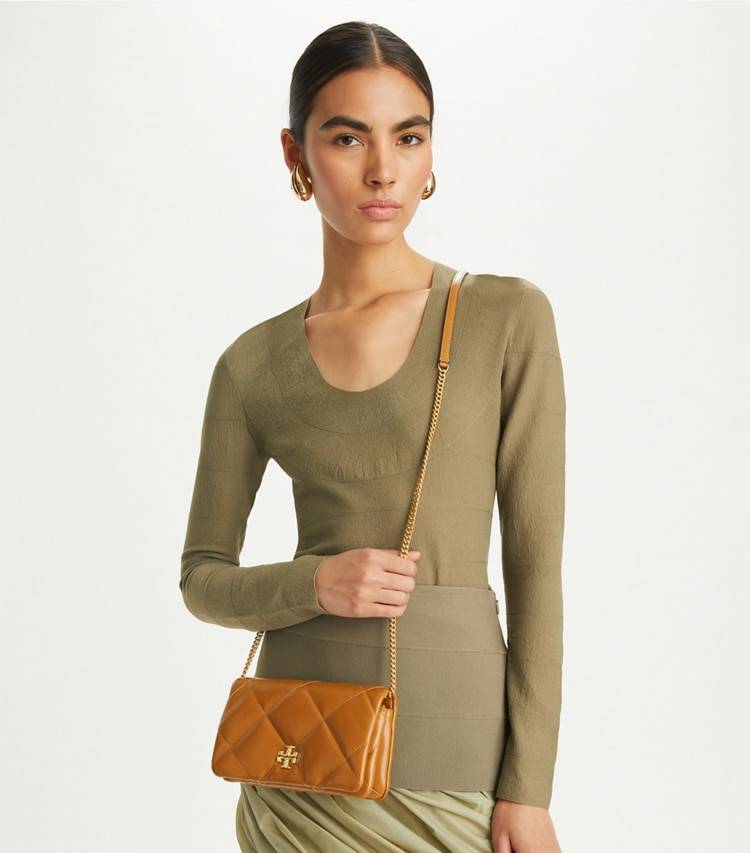 Tan Women Mini Bags Tory Burch Kira Diamond Quilt Crossbody - Image 2