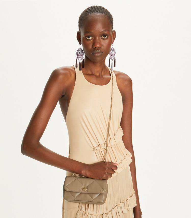 Taupe Oak Tory Burch Crossbody Bags Women Mini Kira Diamond Quilt Flap Bag - Image 3