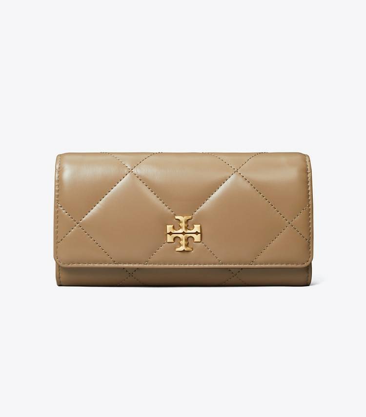 Taupe Oak Tory Burch Wallets Kira Diamond Quilt Flap Wallet Women - Image 2
