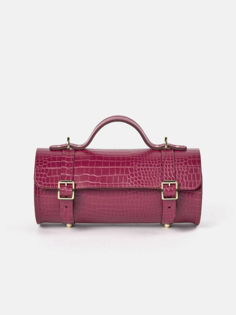 The Bowls Bag - Magenta Croc Crossbody Cambridge Satchel Women