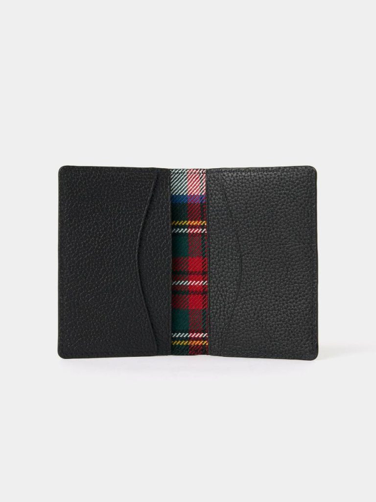 The Double Credit Card Holder - Black With Tartan Madras Grain Women Cambridge Satchel Crossbody - Image 2