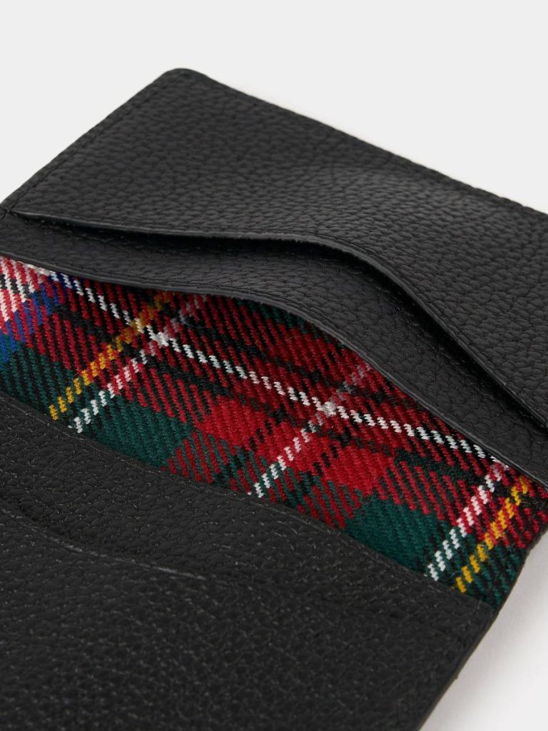 The Double Credit Card Holder - Black With Tartan Madras Grain Women Cambridge Satchel Crossbody - Image 4
