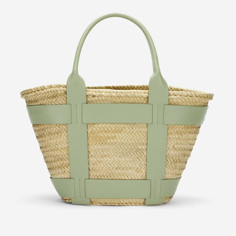 The Maxi Santorini Shoulder Bags Women Natural Basket Khaki Smooth Demellier - Image 4