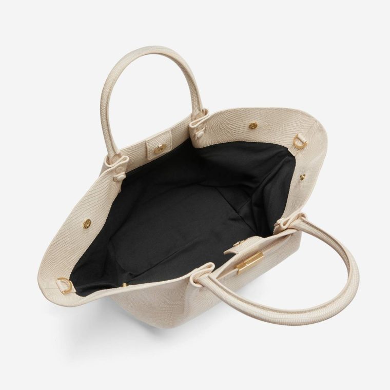 The Midi New York Crossbody Bags Ecru Lizard-Effect Women Demellier - Image 5
