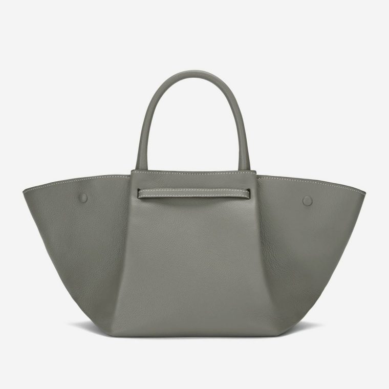 The Midi New York Women Stone Grey Small Grain Ecru Stitching Demellier Crossbody Bags - Image 4