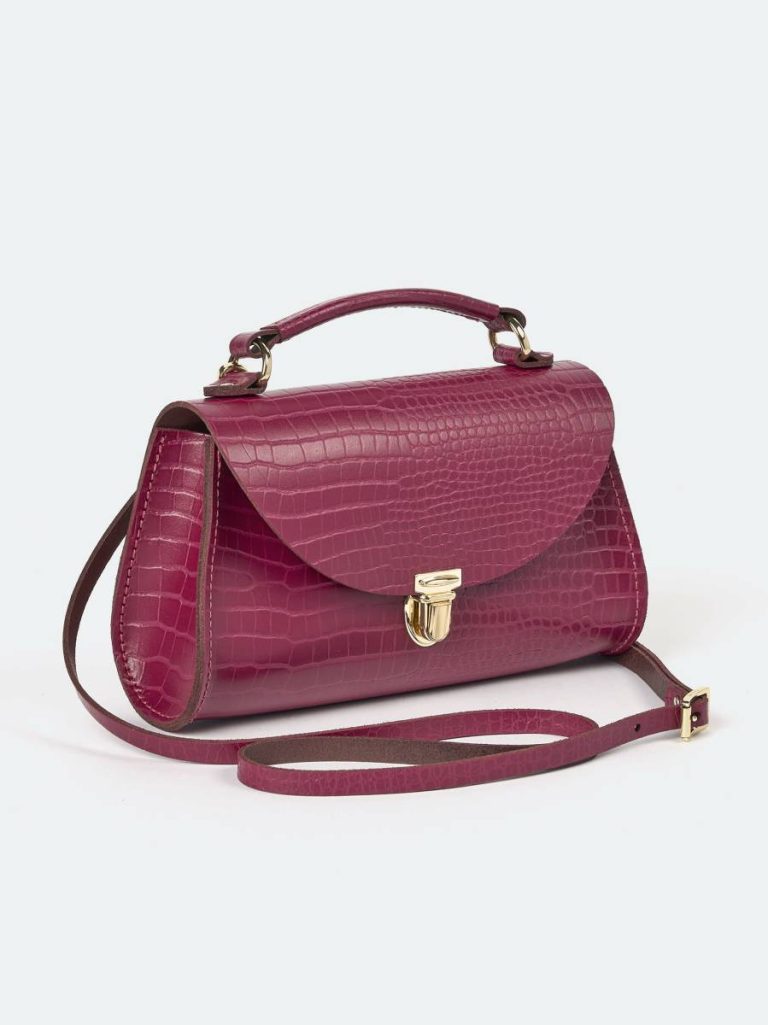 The Mini Poppy - Magenta Croc Women Handbags Cambridge Satchel - Image 3