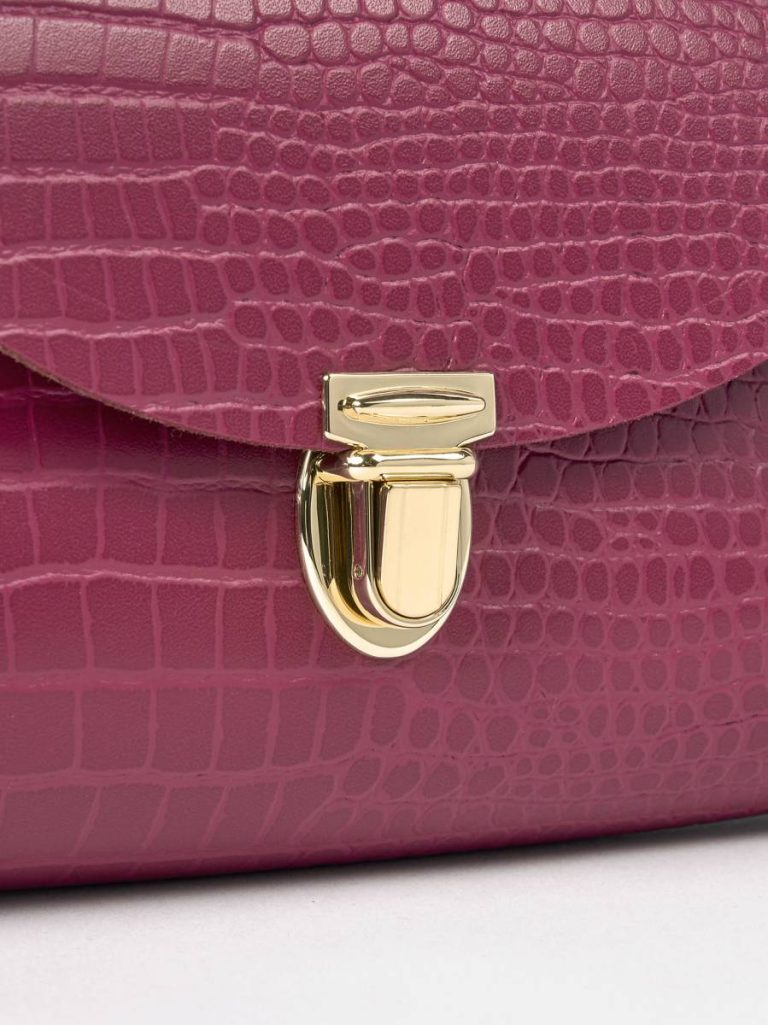 The Mini Poppy - Magenta Croc Women Handbags Cambridge Satchel - Image 5