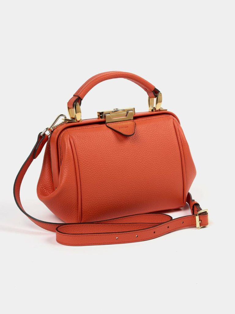 The Mini Sophie - Tangerine Calf Grain Cambridge Satchel Women Handbags - Image 3