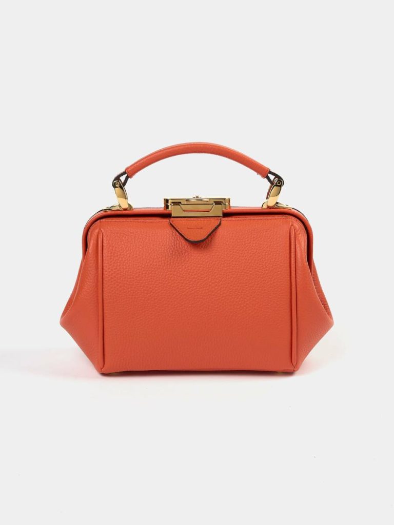 The Mini Sophie - Tangerine Calf Grain Cambridge Satchel Women Handbags