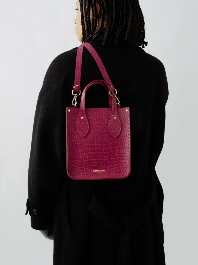 The Mini Tote -Magenta Croc Tote Bags Women Cambridge Satchel - Image 2