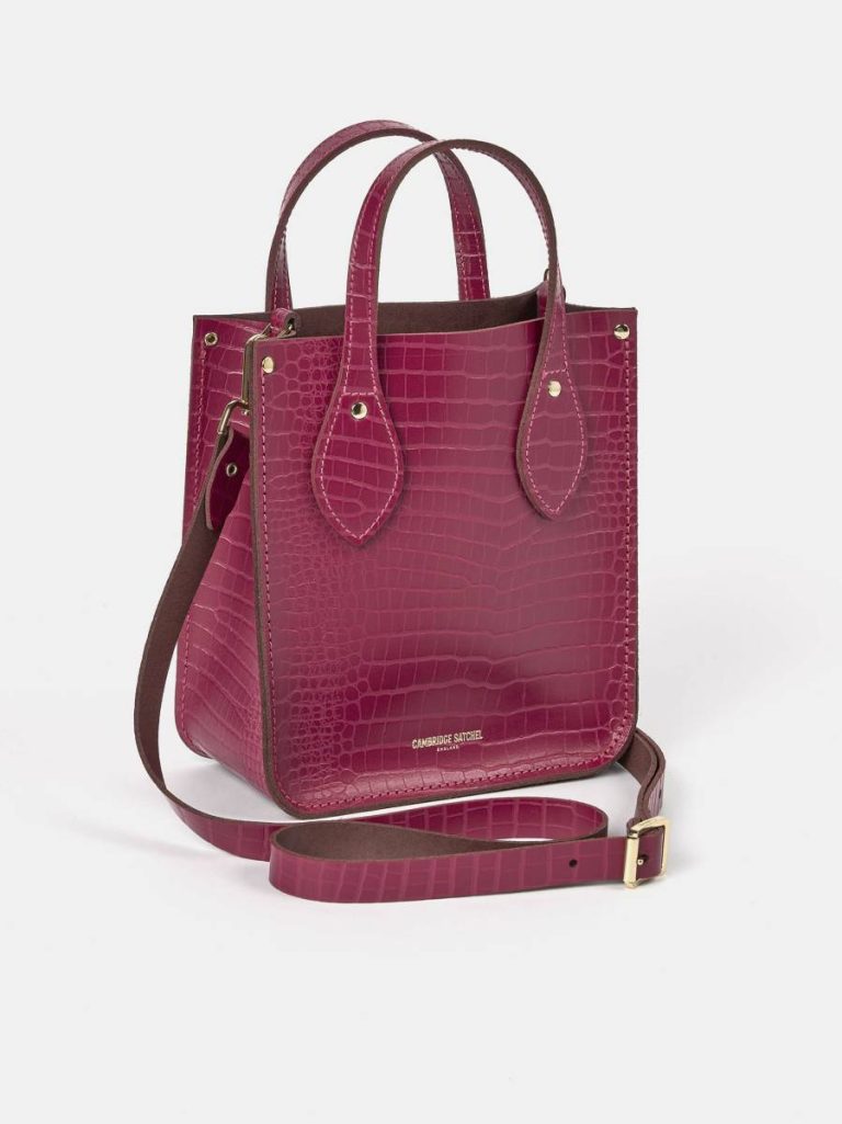 The Mini Tote -Magenta Croc Tote Bags Women Cambridge Satchel - Image 4