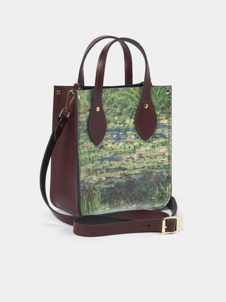 The Mini Tote - Oxblood With Water Lillies Women Cambridge Satchel Tote Bags - Image 2