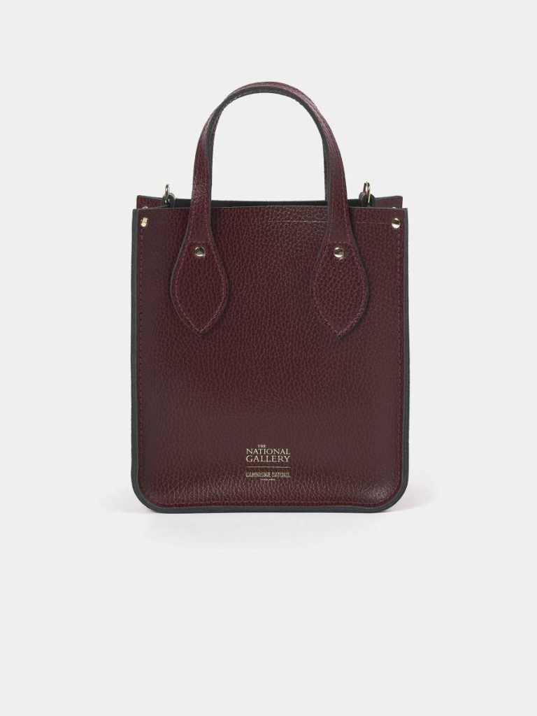 The Mini Tote - Oxblood With Water Lillies Women Cambridge Satchel Tote Bags - Image 3