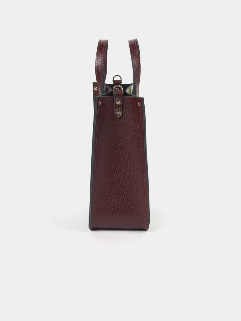 The Mini Tote - Oxblood With Water Lillies Women Cambridge Satchel Tote Bags - Image 4