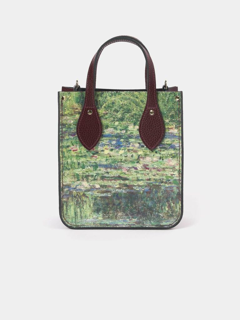 The Mini Tote - Oxblood With Water Lillies Women Cambridge Satchel Tote Bags
