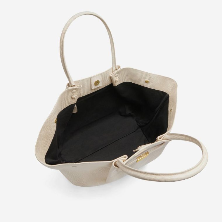 The New York Women Shoulder Bags Ecru Lizard-Effect Demellier - Image 4