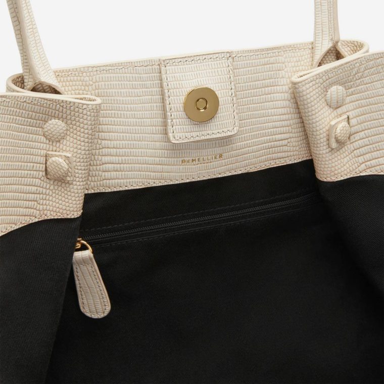 The New York Women Shoulder Bags Ecru Lizard-Effect Demellier - Image 5