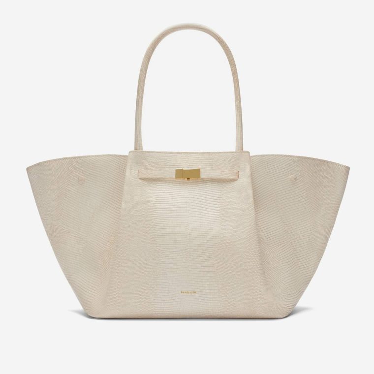 The New York Women Shoulder Bags Ecru Lizard-Effect Demellier