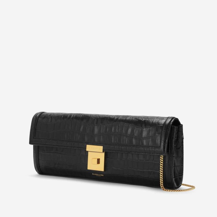 The Paris Clutch Black Croc-Effect Clutches Women Demellier - Image 2
