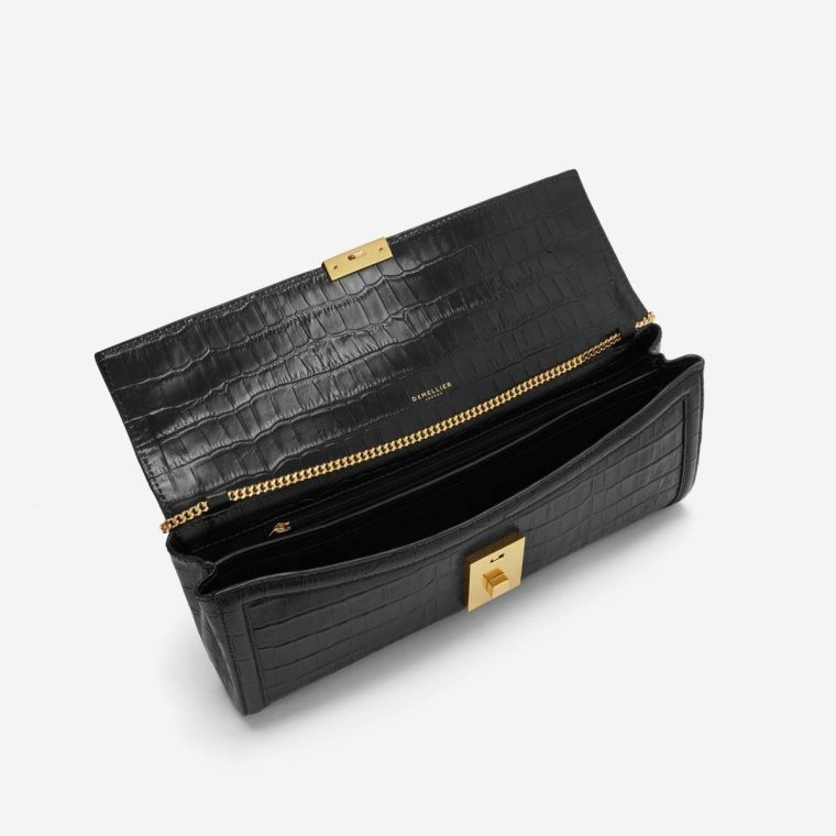 The Paris Clutch Black Croc-Effect Clutches Women Demellier - Image 4