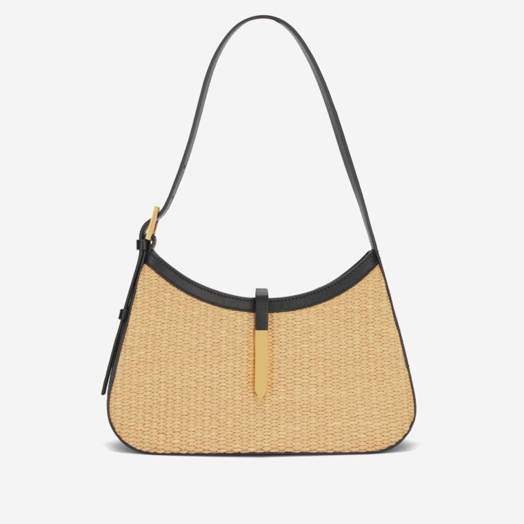 The Tokyo Demellier Shoulder Bags Warm Raffia & Black Smooth Women
