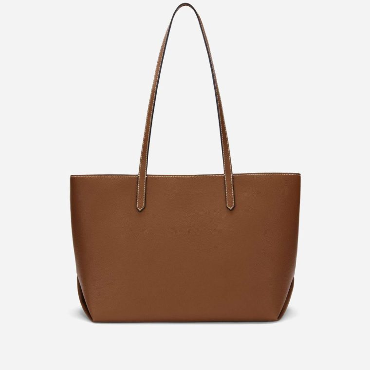 The Tokyo Tote Demellier Women Shoulder Bags Tan Small Grain Ecru Stitching - Image 4