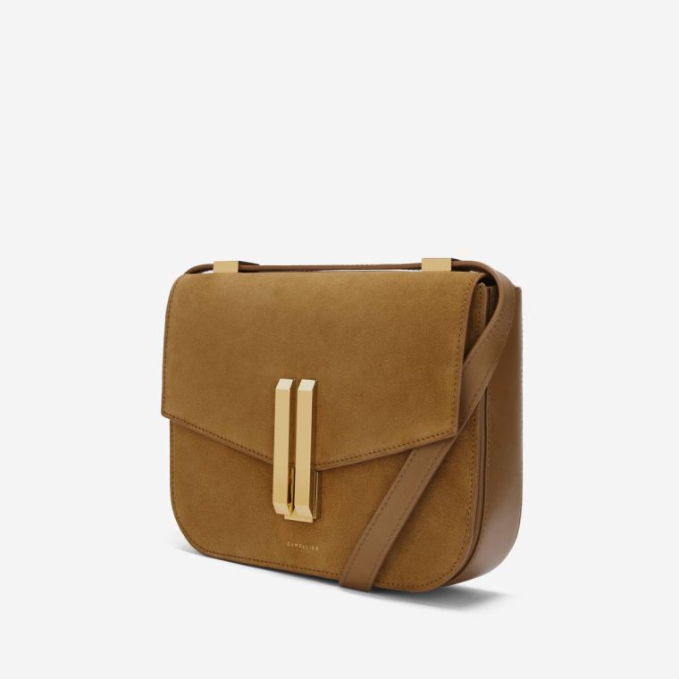 The Vancouver Caramel Suede & Caramel Smooth Demellier Women Crossbody Bags - Image 3